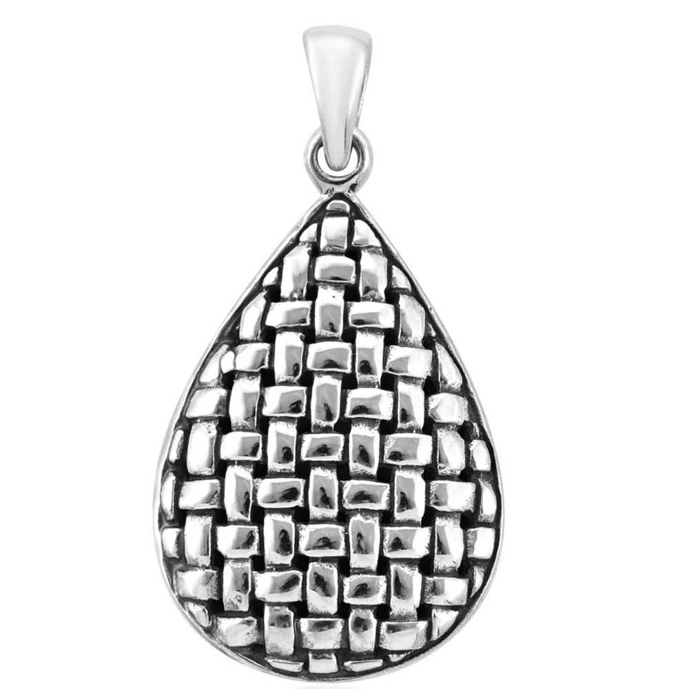 Basket Weave Drop Pendant Sterling Silver 925 Nwts